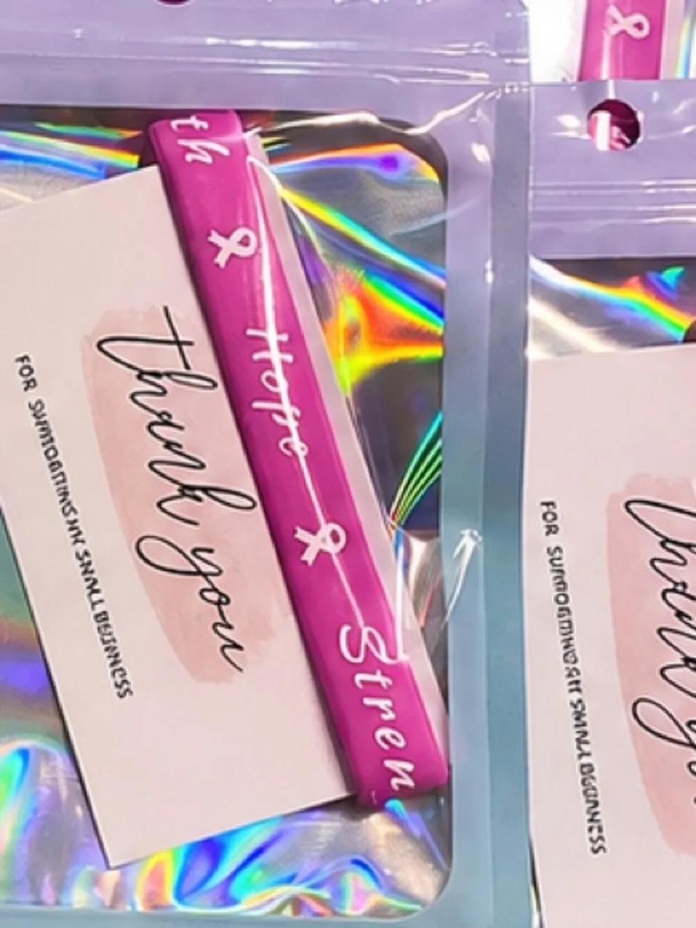 *Buy Now* Pink Breast Cancer Awareness Bracelet Thank You’s -Set of 15